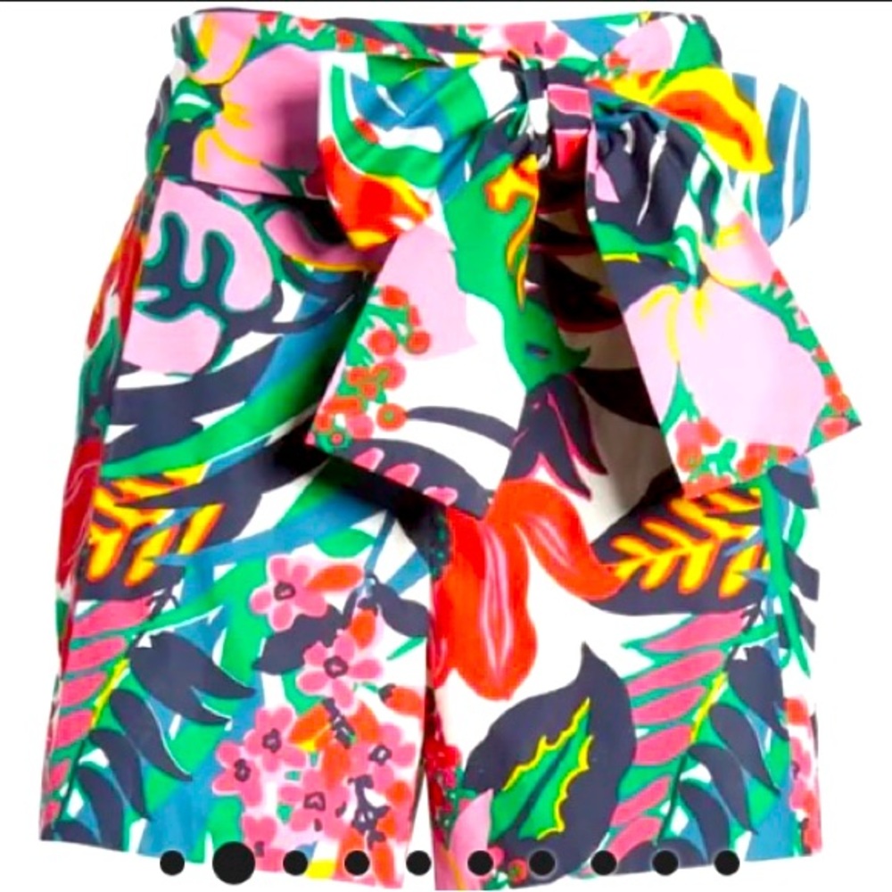 J Crew Floral Festive Shorts -8 navy.  Pink , red , cotton spandex , NWT